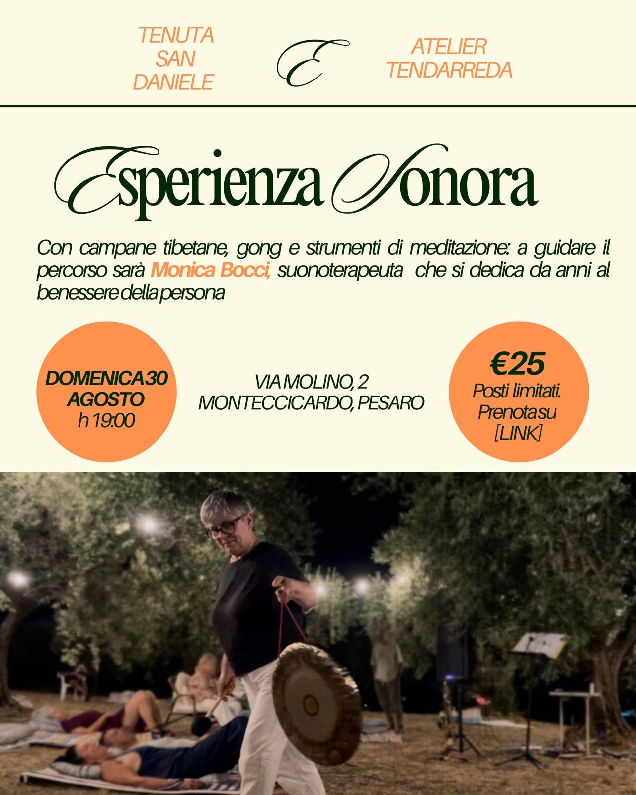 Biglietto Evento "Esperienza Sonora" — Atelier Tendarreda x Tenuta San Daniele
